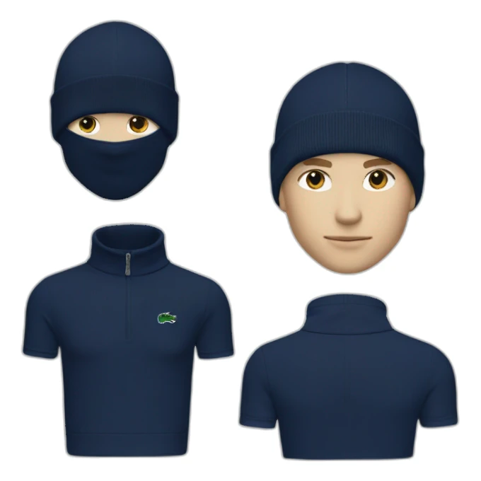 white boy lacoste balaclava with lacoste sticker