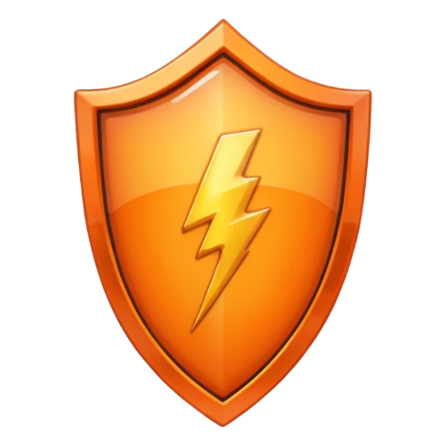 Orange shield with lightning icon sticker