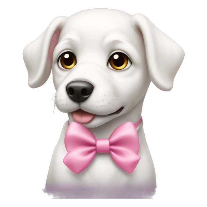 White puppy with pink bow on hesd sticker