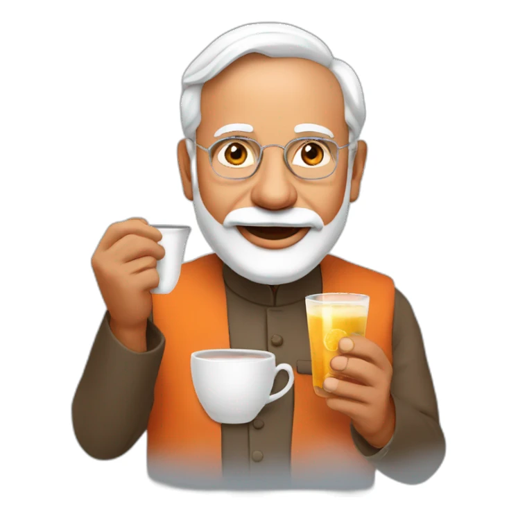 Narendra Modi holding tea glass sticker