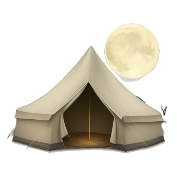 Tent under a full moon with stars sticker