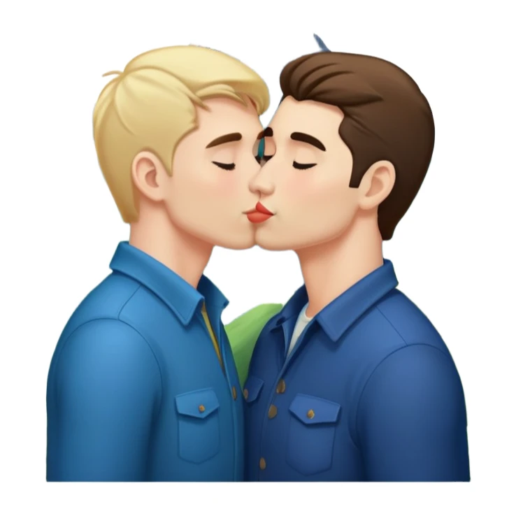two men kissing on a mountain sticker