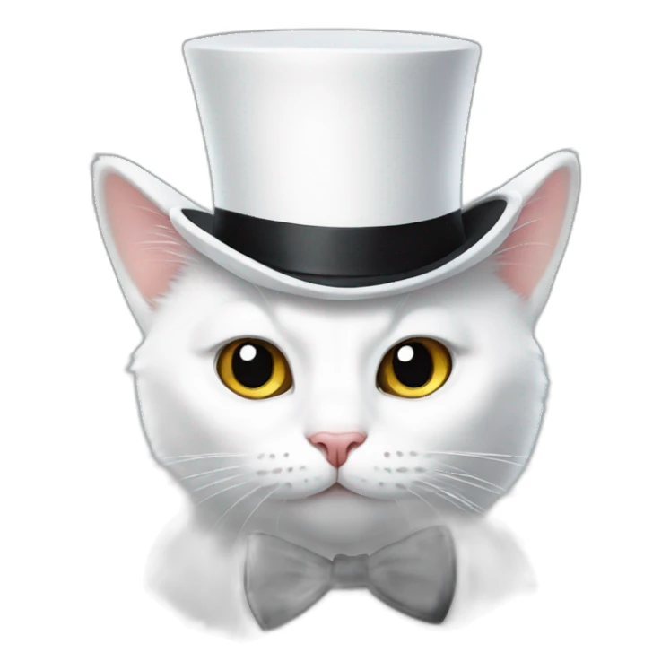 white cat with a top hat sticker