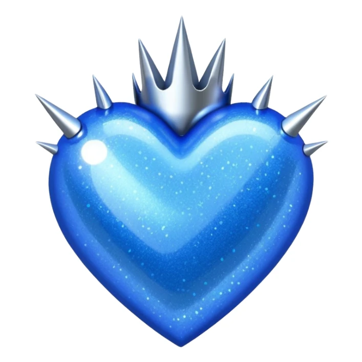 blue glittery heart with chrome spikes sticker