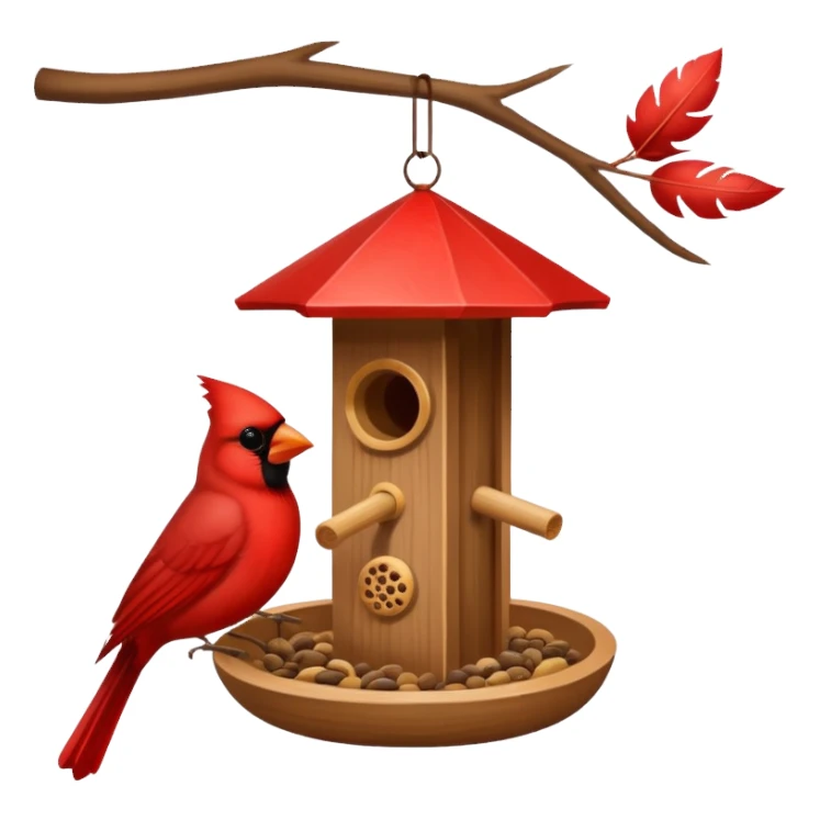cardinal at bird feeder sticker