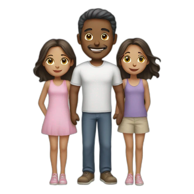 Man with two girls  sticker
