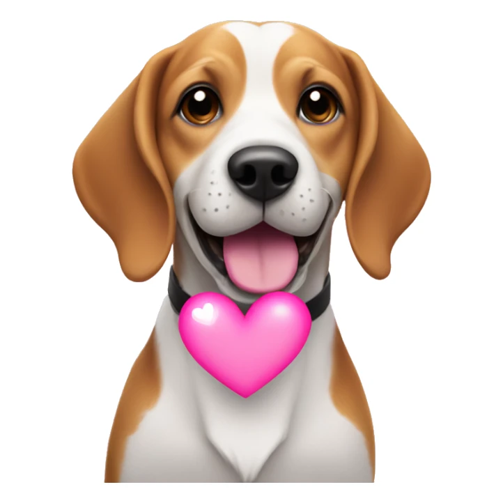Happy beagle with pink hearts  sticker