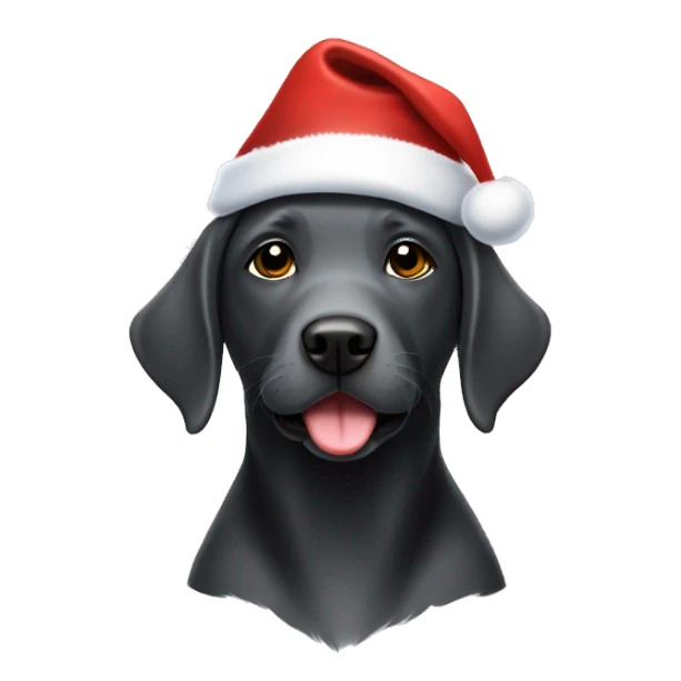 Charcoal Labrador retriever with Santa hat sticker