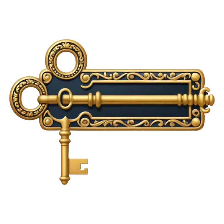 key in the horizontal position old and ornate sticker