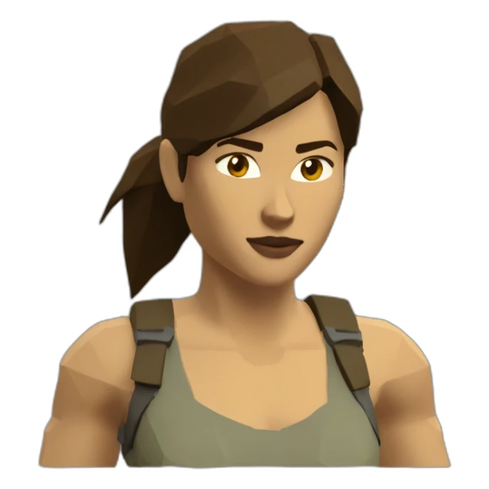 very low poly tomb raider, upper body sticker
