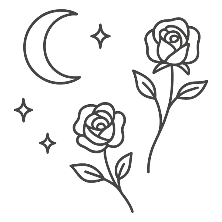 Remove the background and any text from this goth banner, keep it cute, expressive, minimal, in the style of imagen-4-fast-KaUtLiSA10F, with a transparent background. sticker