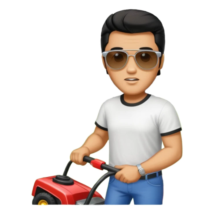 Elvis mowing the yard at Graceland sticker