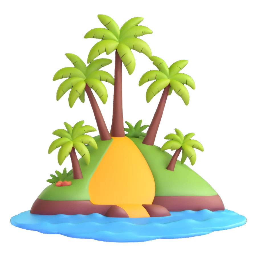 small tropical island with palm tree sticker