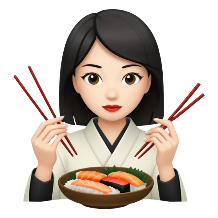 Woman eating sushi sticker