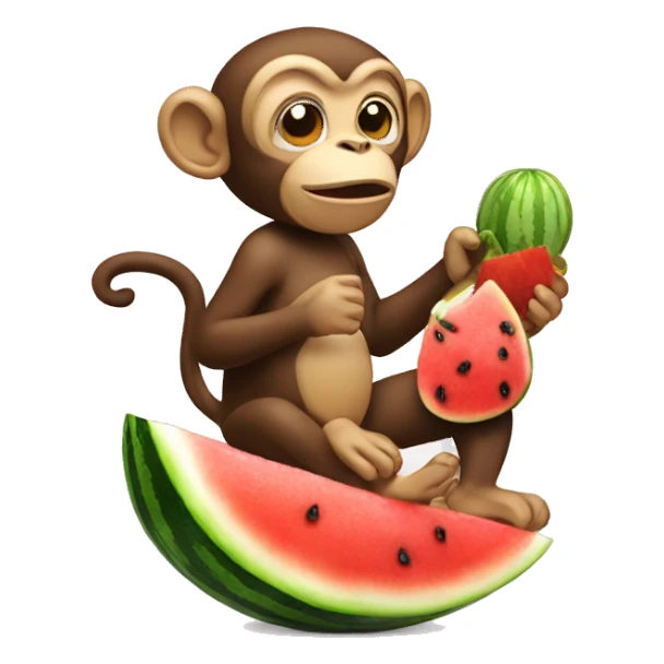 Monkey eating chicken and watermelon  sticker
