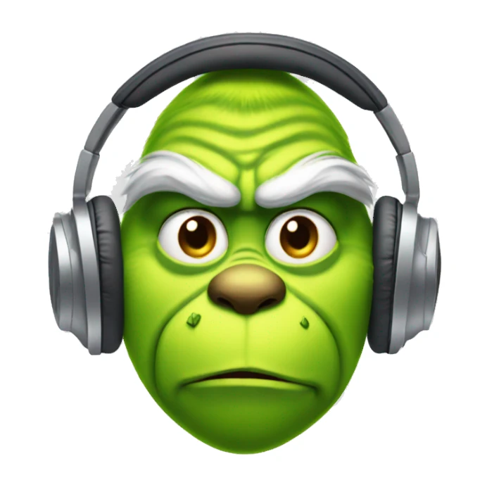 grinch wearing headphones  sticker