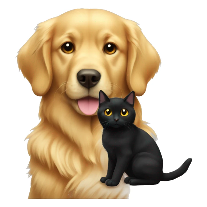 Golden retriever and black cat sticker