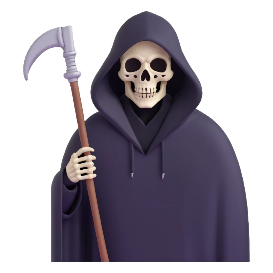 hooded grim reaper with skeletal face sticker