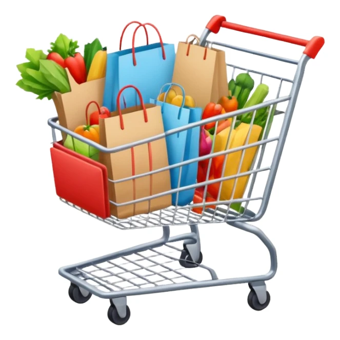 einkaufstüten im einkaufswagen sticker