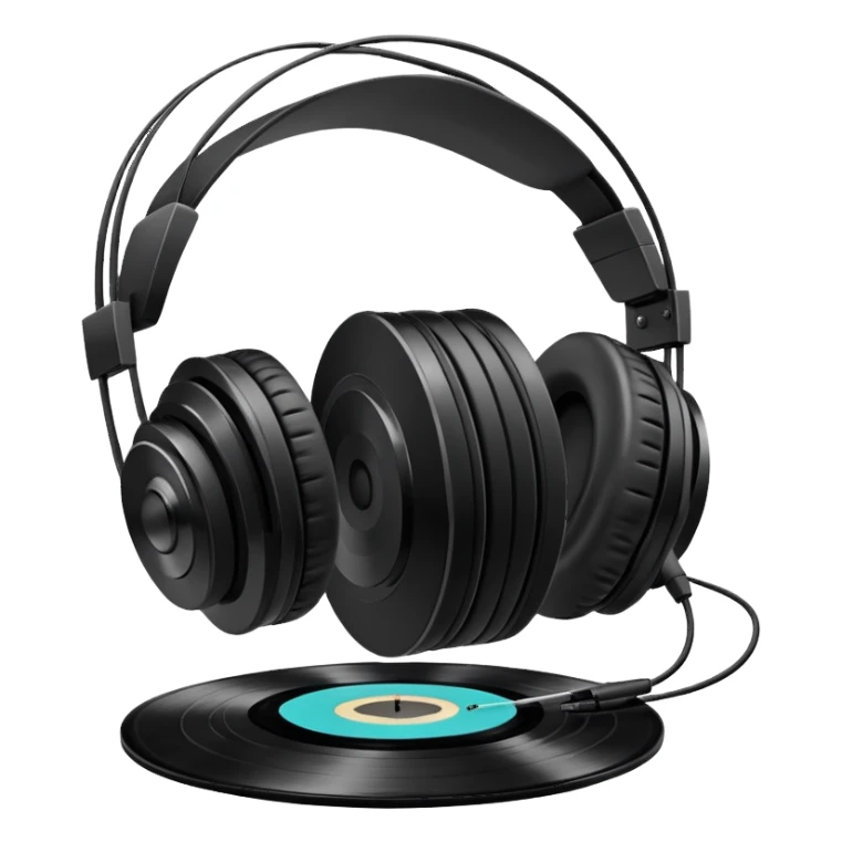 Headphones and vinyl record sticker