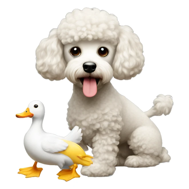 Poodle hunting a duck sticker