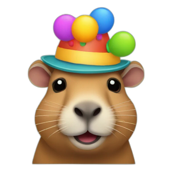Capybara wearing a clown hat and make up sticker