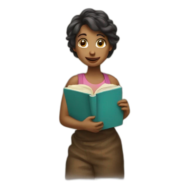 banania holding a book to her sticker