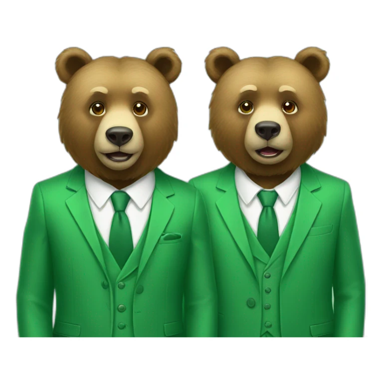 two bears in green suits sticker