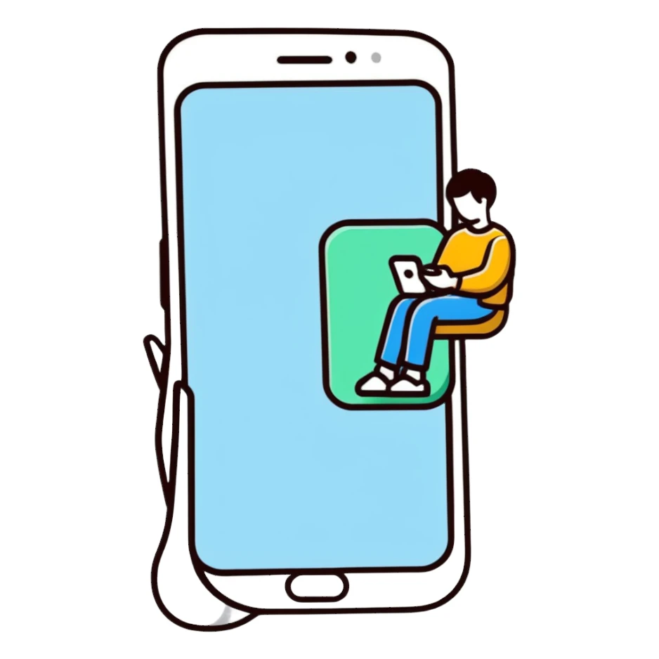person texting on a smartphone sticker