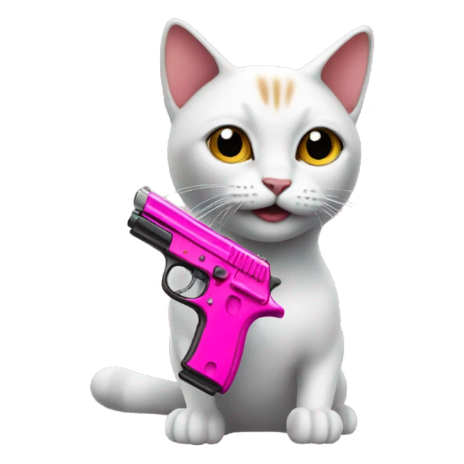 Cat with a pink pistol sticker