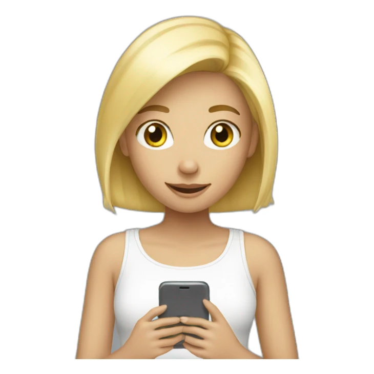blond girl using her phone sticker
