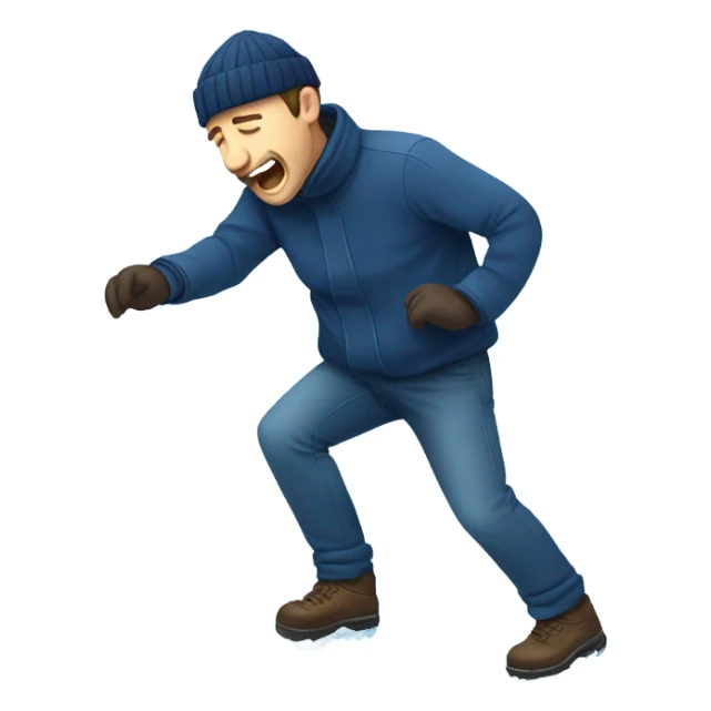 Man slipping on ice sticker