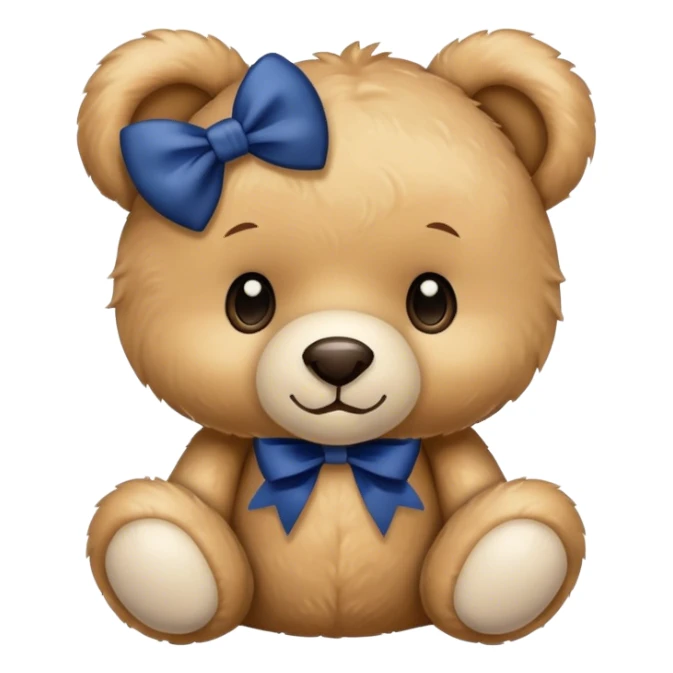 Teddy with dark blue bow sticker