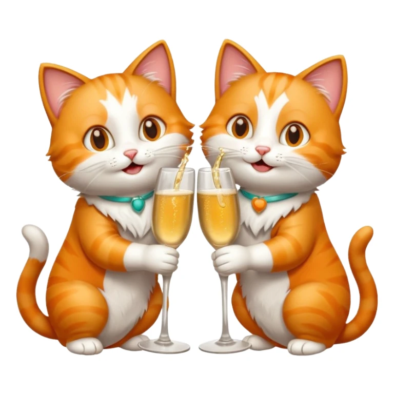 2 happy cats drinking champagne sticker