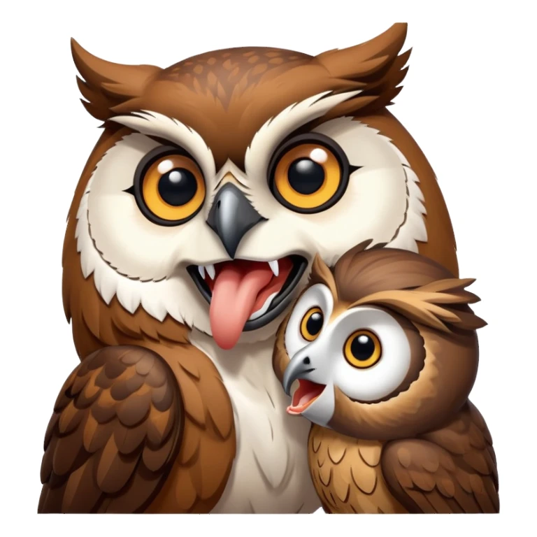 A Big dog biting an owl sticker