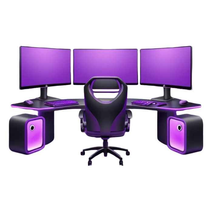purple gaming setup with two monitors sticker