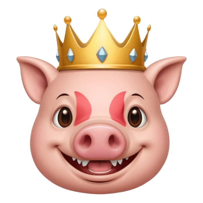 PIG SMILE LIKE CHARK FACE WITH CROWN  sticker