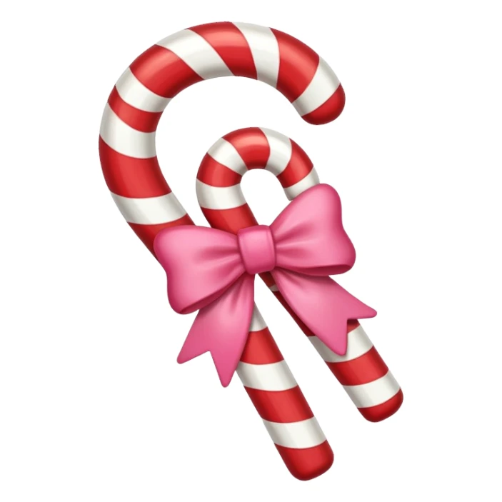single candy cane with little pink bow sticker