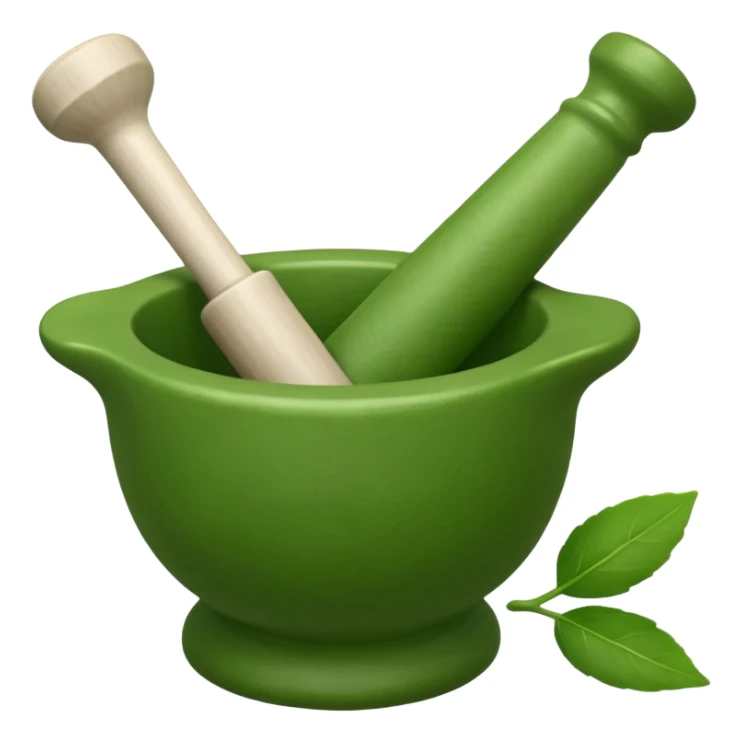 mortar and pestle with leaves sticker