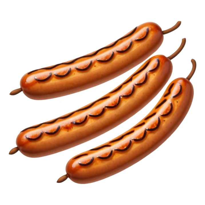 Single grilled sausage on a plain white background sticker