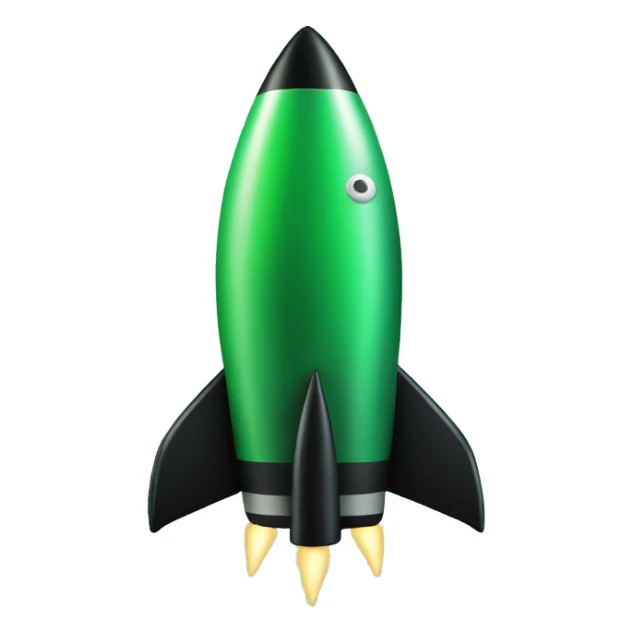 green and black rocket ship sticker