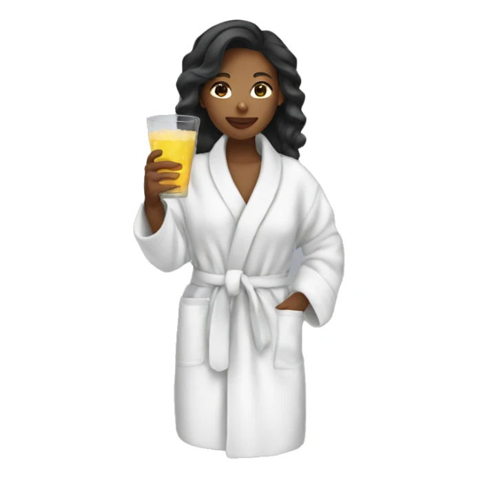 mixed girl in bathrobe drinking a drink sticker
