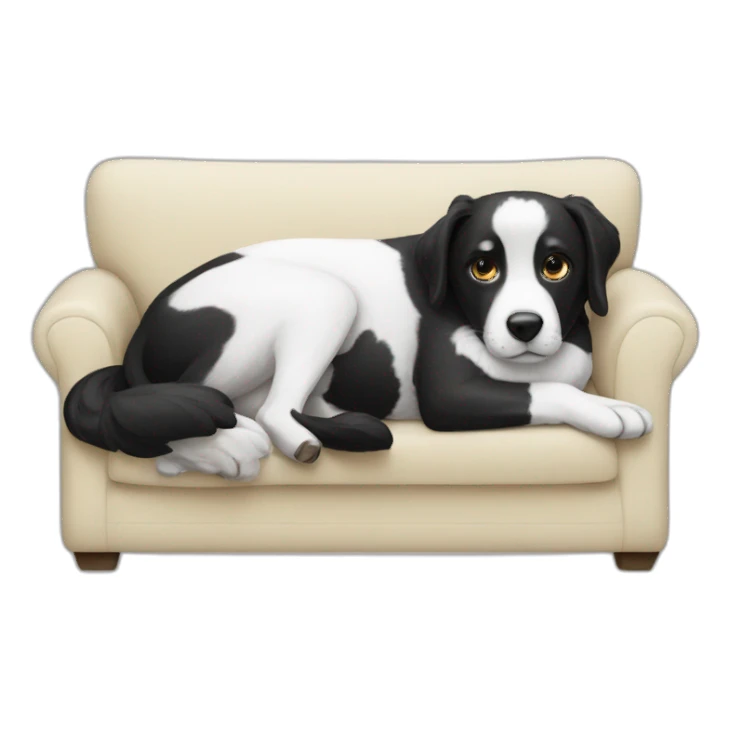 black white dog lays on sofa sticker