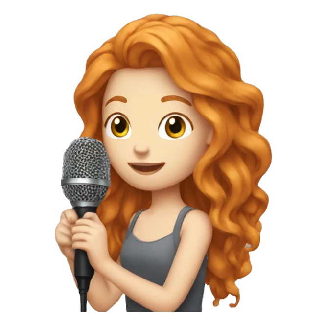 pretty GINGER girl holding mic sticker