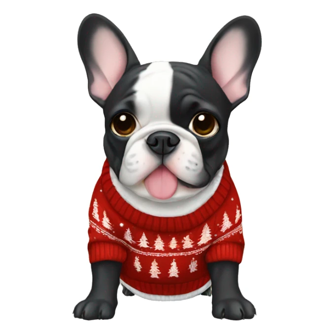 French bulldog with christmas  pullover sticker