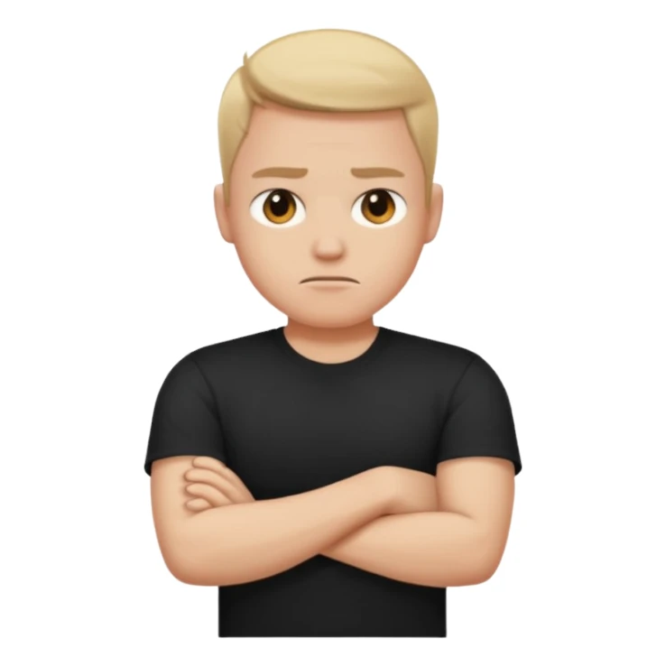 dissapointed face with arms crossed sticker