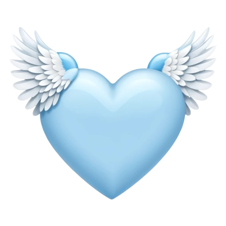 light sky blue heart with a wing on the right sticker