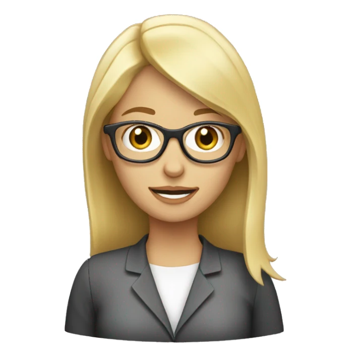 blond haired female with glasses typing on a computer sticker
