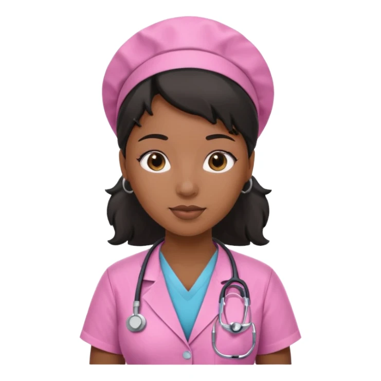 black Nurse wearing pink sticker