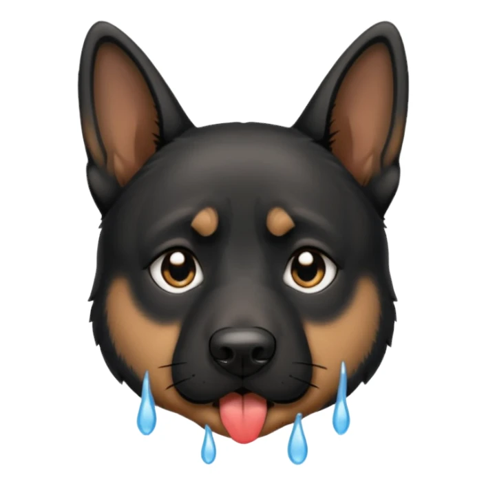 all black german shepherd face crying large tears looking sad sticker
